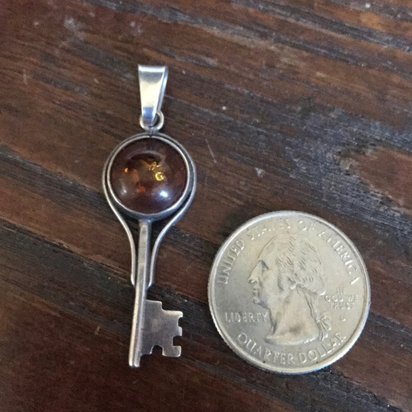 Estate Jewelry - 925 amber key pendant